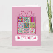 Birthday Patchwork Cadeau Kaart (Voorkant)