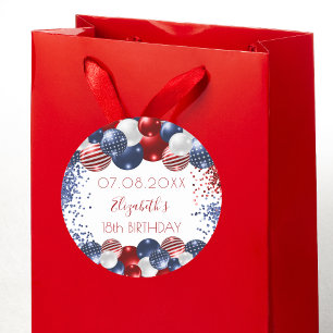 Birthday patriotic USA rode witte blauwe vlag Ronde Sticker