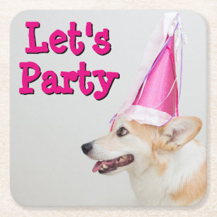 Birthday Pembroke Welsh Corgi Dog Vierkante Kartonnen Onderzetter