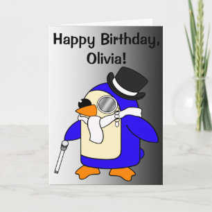 Birthday Penguin Black en White Kaart