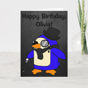 Birthday Penguin Black Stone  Kaart