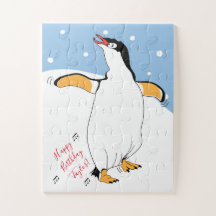 Birthday Penguin Jigzaag Puzzle