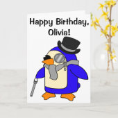 Birthday Penguin Kaart (Gele Bloem)