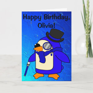 Birthday Penguin Ultramarine Blue Kaart