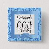 Birthday personaliseren - blauw vierkante button 5,1 cm (Voorkant)