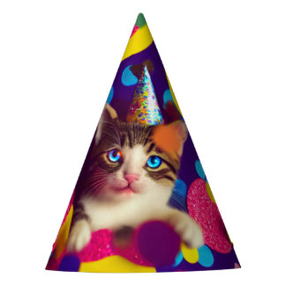 Birthday Pet Confetti Kat #1 - Papieren Petten Feesthoedjes