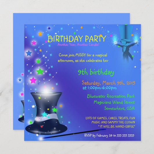 Birthday Pet Magical Magicians Kaart (Voorkant / Achterkant)