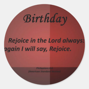 Birthday Philippians 4-4 Ronde Sticker