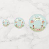 Birthday Picnic, Cute Retro Style Confetti (Achterkanten)