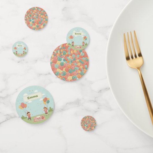 Birthday Picnic, Cute Retro Style Confetti (Groep)