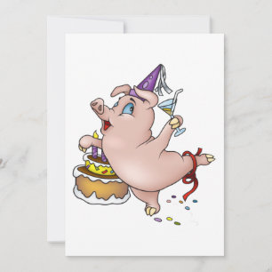Birthday Pig Invitations Kaart