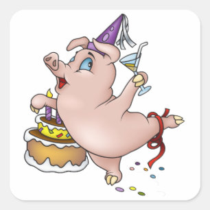 Birthday Pig Stickers