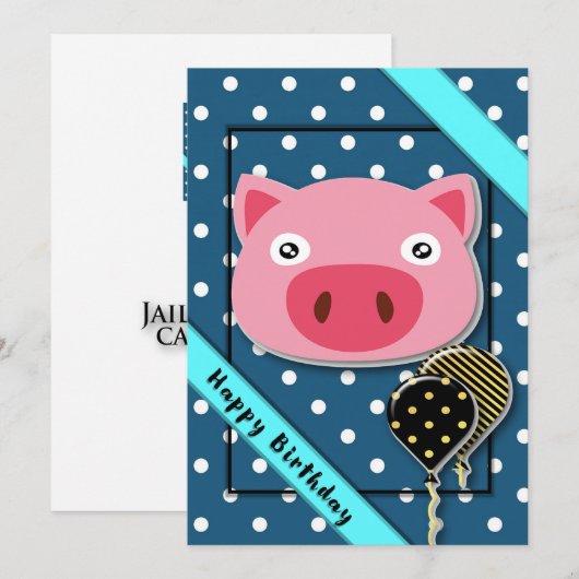 BIRTHDAY PIGGY KINDER COLLECTIE - Jailmatecards Kaart (Voorkant / Achterkant)