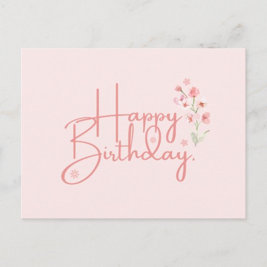 Birthday PInk Bloem Briefkaart (Voorkant)