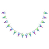 Birthday Pink Blue Ice Cream Cons Party Vlaggetjes (Alle)