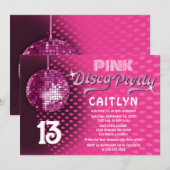 Birthday Pink Disco Party Kaart (Voorkant / Achterkant)