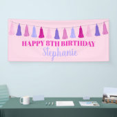 Birthday Pink en Paarse Tassel Banner (Beurs)