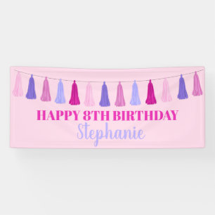 Birthday Pink en Paarse Tassel Banner