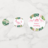 Birthday Pink & Gold Dinosaur Safari Confetti (Voorkanten)