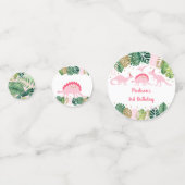 Birthday Pink & Gold Dinosaur Safari Confetti (Achterkanten)