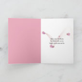 Birthday Pink Rose Bouquet Kaart (Binnen)