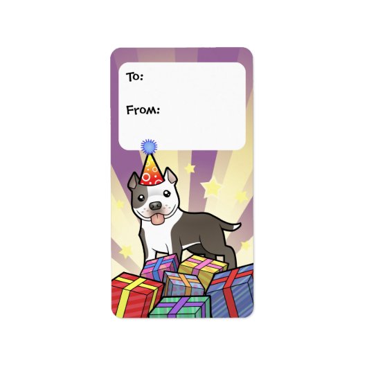 Birthday Pitbull / American Staffordshire Terrier Etiket (Voorkant)