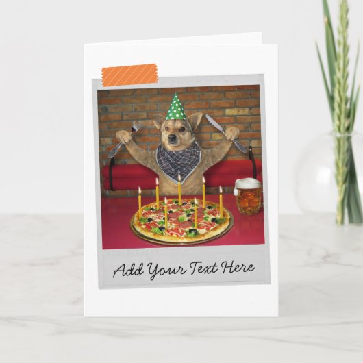 Birthday Pizza Dog Funny Card Kaart (Voorkant)