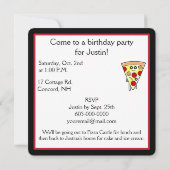 Birthday Pizza Party Kaart (Achterkant)