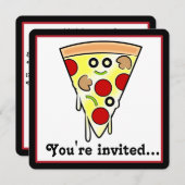 Birthday Pizza Party Kaart (Voorkant / Achterkant)