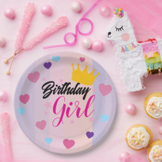 Birthday plate for little girls papieren bordje