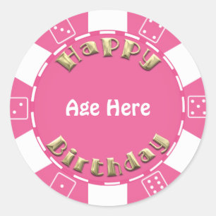 Birthday Poker-chip voegt een leeftijdsticker toe Ronde Sticker