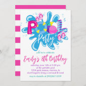 Birthday Pool Party Kaart (Voorkant / Achterkant)