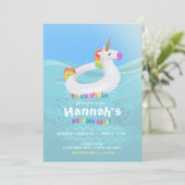Birthday Pool Party Unicorn Float Uitnodiging (Staand voorkant)