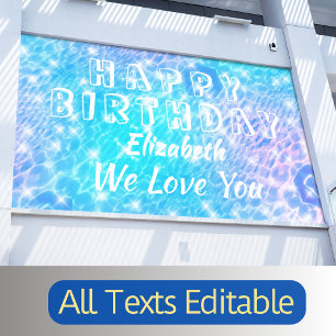 Birthday poolpartij Beach party Water ripples chic Spandoek