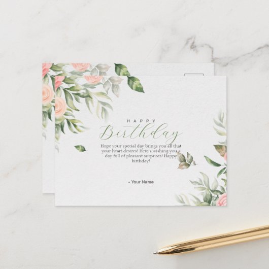 Birthday Post Card Feestdagenkaart (Voorkant / Achterkant in situ)