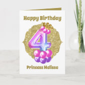 Birthday Princess 4th Birthday add name sentiment Kaart (Voorkant)