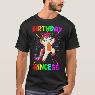 Birthday Princess Girl schattige regenboogvaar Uni T-shirt