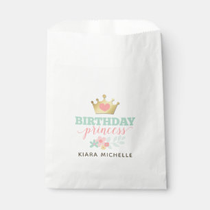 Birthday Princess Gold Crown & Shabby Pink Floral Bedankzakje