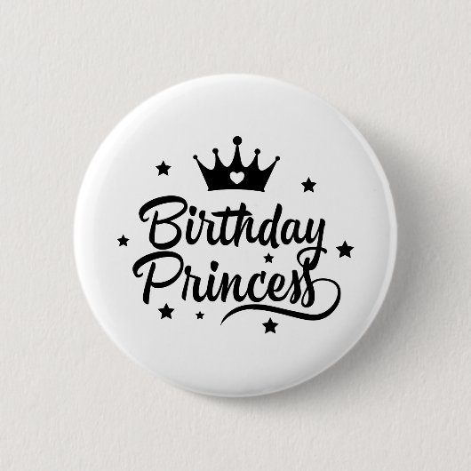 Birthday Princess Ronde Button 5,7 Cm (Voorkant)