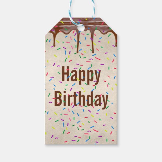 Birthday-prinses op chocolade-ijs cadeaulabel (Voorkant)