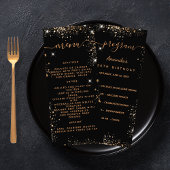Birthday Progam Menu zwarte goudglitter