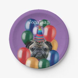 Birthday Pug dog paper bord