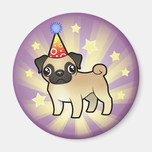 Birthday Pug Magneet (Voorkant)