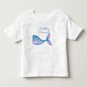 Birthday purrmaid cat mermaid waterverf girl kinder shirts