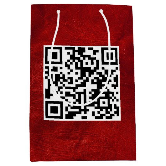 Birthday QR-code op rood leder Medium Cadeauzakje (Voorkant)
