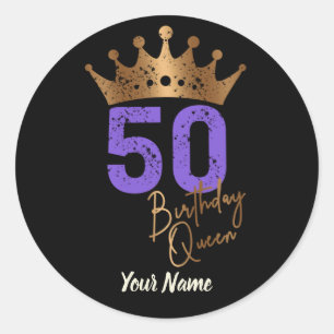 Birthday Queen 50 voor 50ste verjaardag  kroon Ronde Sticker