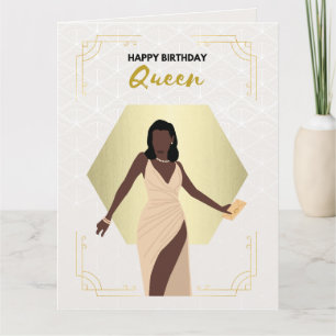 Birthday Queen   Zwart Wenskaart Kaart