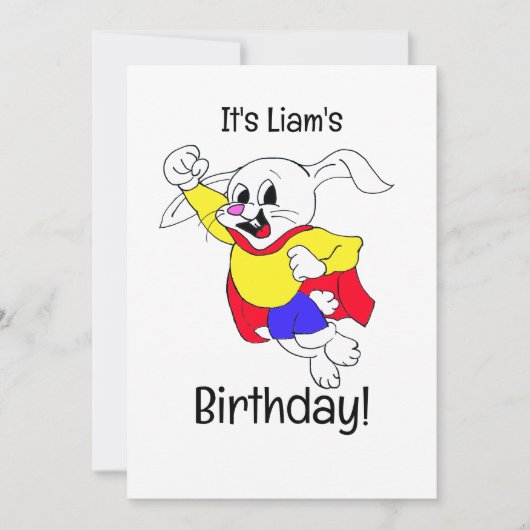 Birthday Rabbit Hero Uitnodiging (Voorkant)