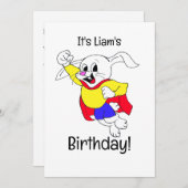 Birthday Rabbit Hero Uitnodiging (Voorkant / Achterkant)