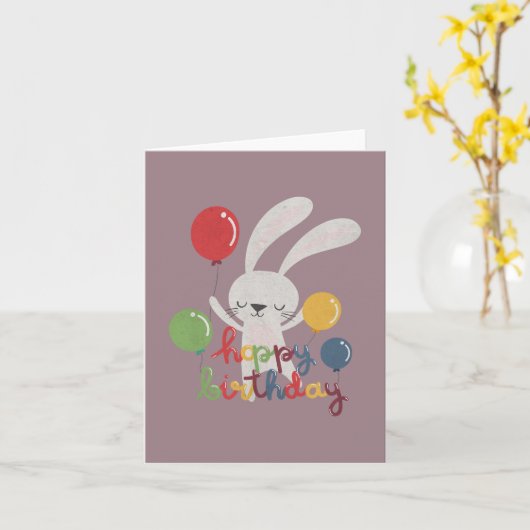 Birthday Rabbit Pun: Hoppy Birthday Kaart (Gele Bloem)